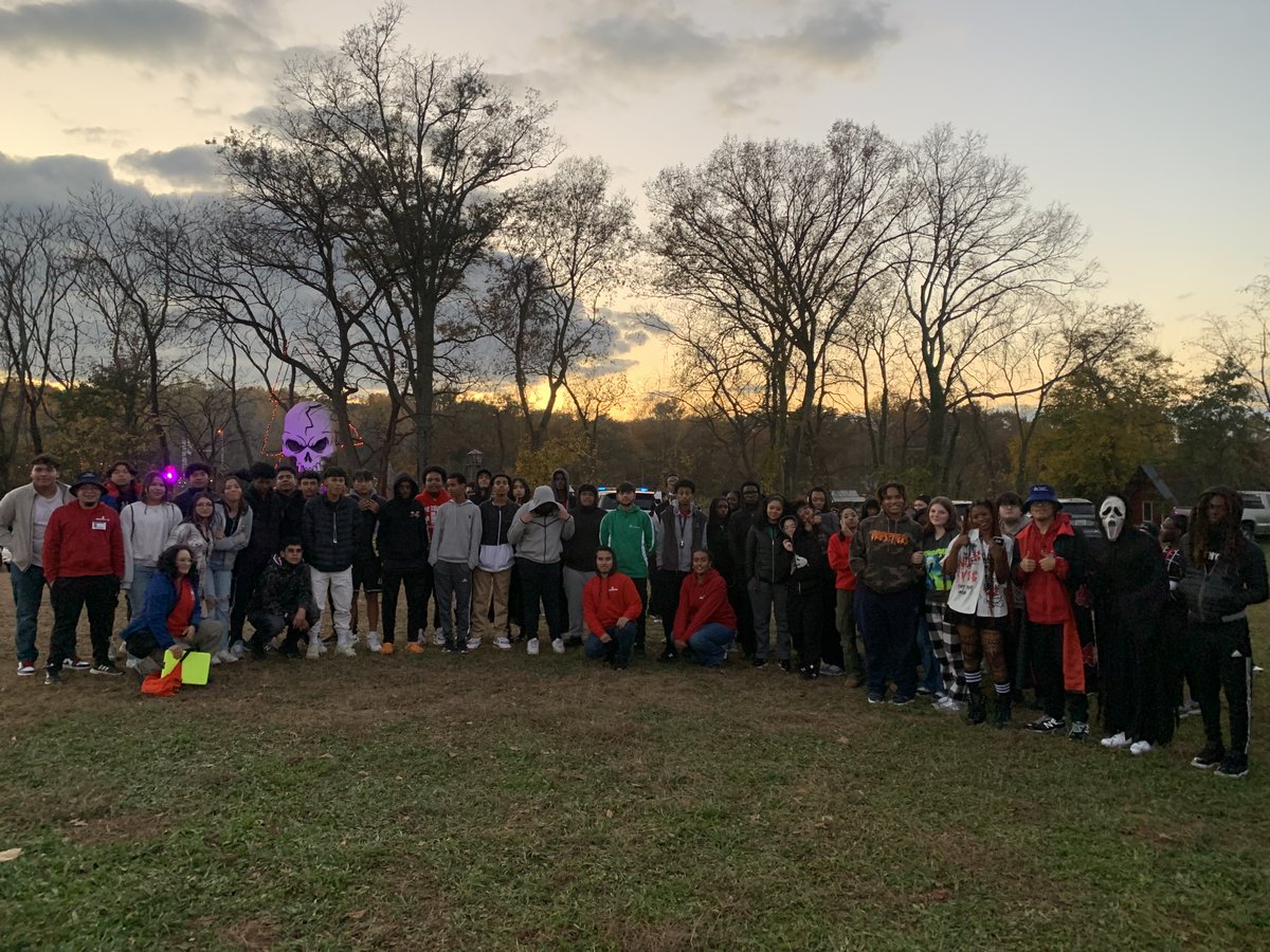MoCoRec's tweet photo. Students from the #RecZone and Bienvenidos programs enjoyed a trip to Markoff’s Haunted Forest for some frights and fun on #Halloween. 

They dressed in their best costumes and made new friends while taking in the sites and scares on the Haunted Trails. https://t.co/KLAkfhOVYF