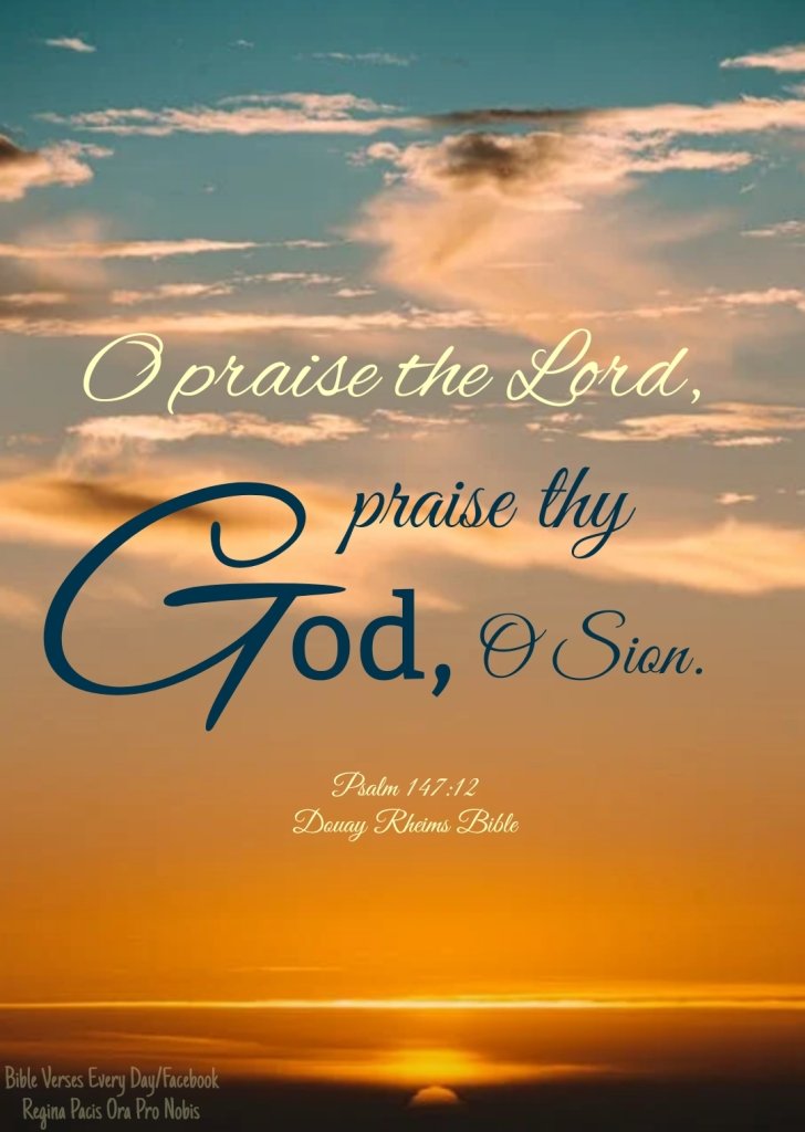 Praise the Lord, O Jerusalem: praise thy God, O Sion. (Psalm 147:12; Douay Rheims Bible)
#bibleverseoftheday #HolyMass #CatholicTwitter #CatholicChurch