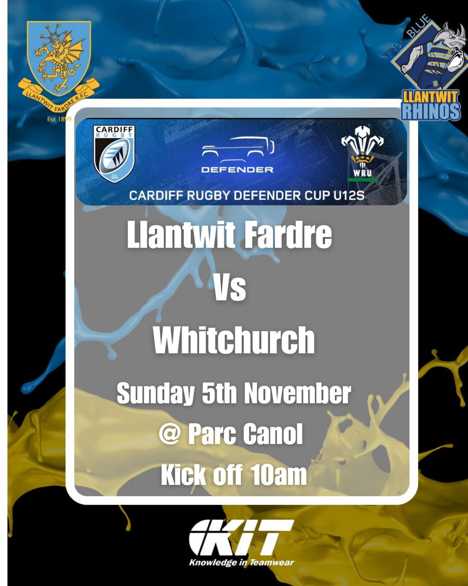 Good luck to our U12's who will welcome @whitchurchrfcMJ for the @CardiffRugbyCup this Sunday 💙💛