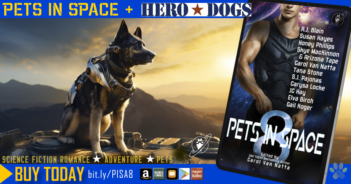 Pets in Space 8 authors donate 10% of the preorders and first month’s profits to the Hero-Dogs.org charity. Hero Dogs raises and trains service dogs. 
 
Buy your copy of Pets in Space 8 before November 11 to help support Herodogs: books2read.com/PISA8