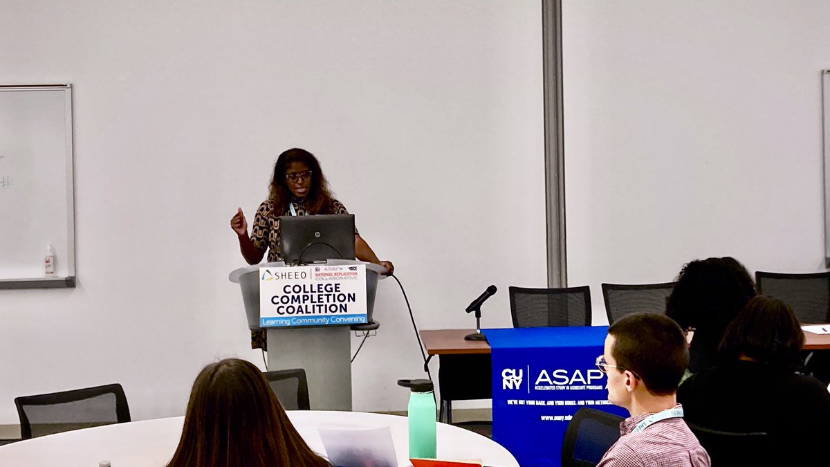 SHEEOed's tweet photo. Dr. @shuncrobertson gives an overview of how the @UNC_System is implementing the @cunyasap model in North Carolina for three community colleges with varying needs. #CollegeCompletionASAP https://t.co/mNSiHxMLYd