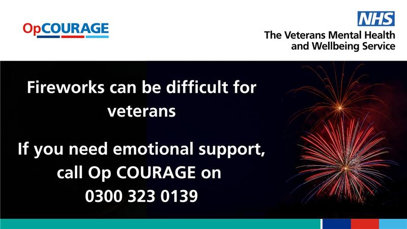 This #BonfireNight, please be mindful of the negative impact fireworks can have on veterans and others by following <a href="/HelpForHeroes/">Help for Heroes</a> ‘Firework Heroes Code’: bit.ly/3QnTPoA

Veterans needing emotional support can contact #OpCourageMidlands on 0300 323 0139.