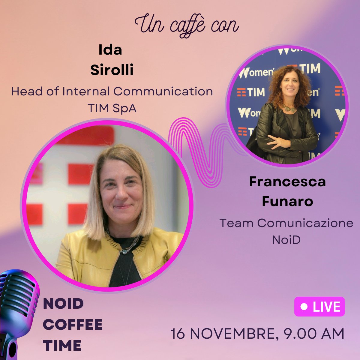 ☕ Arriva il primo appuntamento di NOID COFFEE TIME, la nuova rubrica per condividere esperienze di managerialità femminile! 
 
🤩 Iscriviti subito per partecipare alla prima puntata!
docs.google.com/forms/d/e/1FAI…