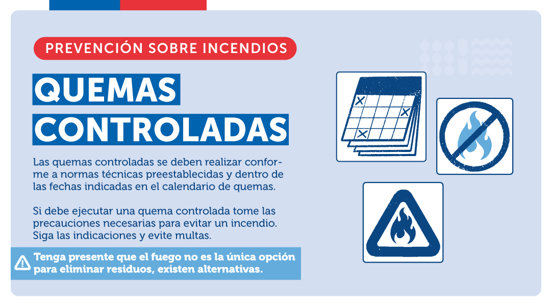 incendios_CONAF's tweet photo. Una #QuemaControlada➡️es la acción de usar el fuego para eliminar residuos agrícolas y forestales a través de normas técnicas preestablecidas manteniendo el 🔥 bajo control.
Recuerda que existen otras alternativas para eliminar residuos vegetales ➡️https://t.co/PMYw4mBLxR https://t.co/EJizCNgu8g
