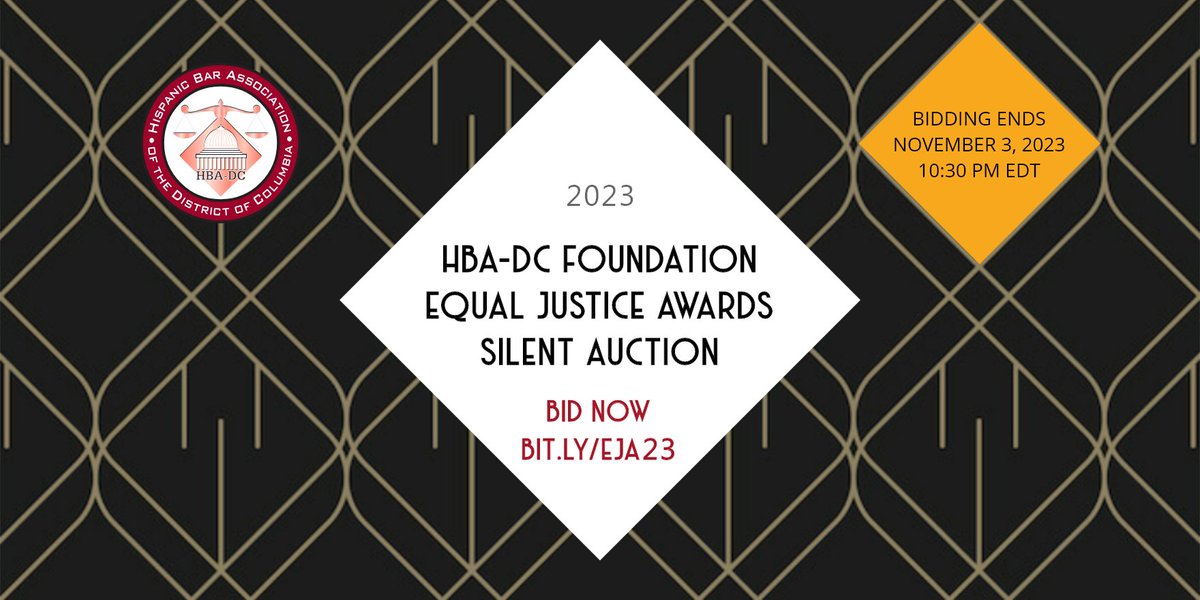 If you haven’t bid on the items in our Silent Auction, what are you waiting for? The proceeds go to HBA-DC’s Foundation. Bidding ends tonight at 10:30 pm, at the end of the 2023 Equal Justice Awards. Bid here: hbadcfoundation.betterworld.org/auctions/hba-d…
