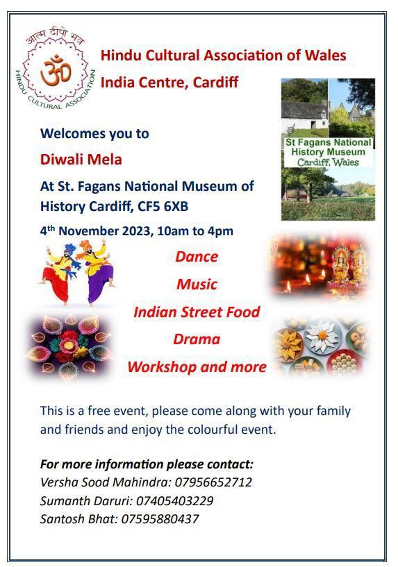 India centre celebrates 18 years of Diwali with National Museums Wales. We are a grass root organisation representing every region of India. Our Diwali has a footfall of 5000 over the day- largest in Wales. Join us for non stop music, dance and authentic Indian food tomorrow.