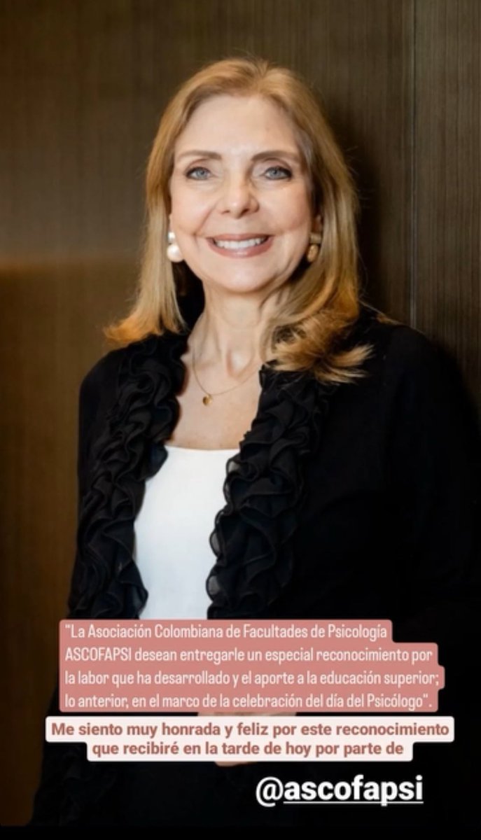 CaroCalleUNAD's tweet photo. Felicitaciones a nuestra querida lideresa Unadista, Dra @ConstanzaAbadia  por tan importante reconocimiento recibido por la Asociación Colombiana de Facultades de Psicología @ASCOFAPSI por su labor y aporte a la educación superior.
Eres nuestro Orgullo Unadista @universidadunad https://t.co/mnnA0Oe4RF