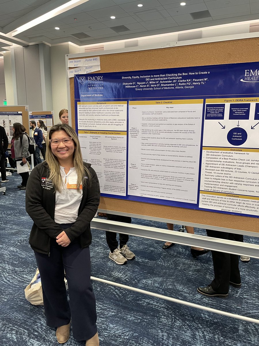 docwithapurpose's tweet photo. Congrats @EmoryMedicine M3 Jenny Nguyen presenting at @EmoryDeptofMed #23DOMResearchDay on Implementing #Diversity #equity & #Inclusion Curriculum in #MedEd #research #advocacy Appreciate her stellar work to mitigating health inequities in medicine 🎉👏🏼#MedTwitter #Scholarship https://t.co/gzkPRBh6nc