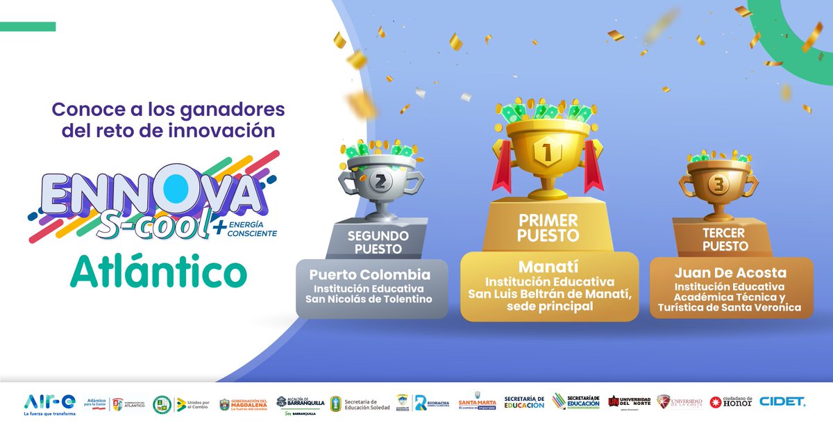 Aire_Energia's tweet photo. ¡Qué emoción!🥳🎈 Estamos muy felices por todos los grandes proyectos que participaron en el reto de innovación Ennova S-cool y ya tenemos a los ganadores, conócelos aquí. ⬇ #valorsocial https://t.co/OiN2Hh9P6H