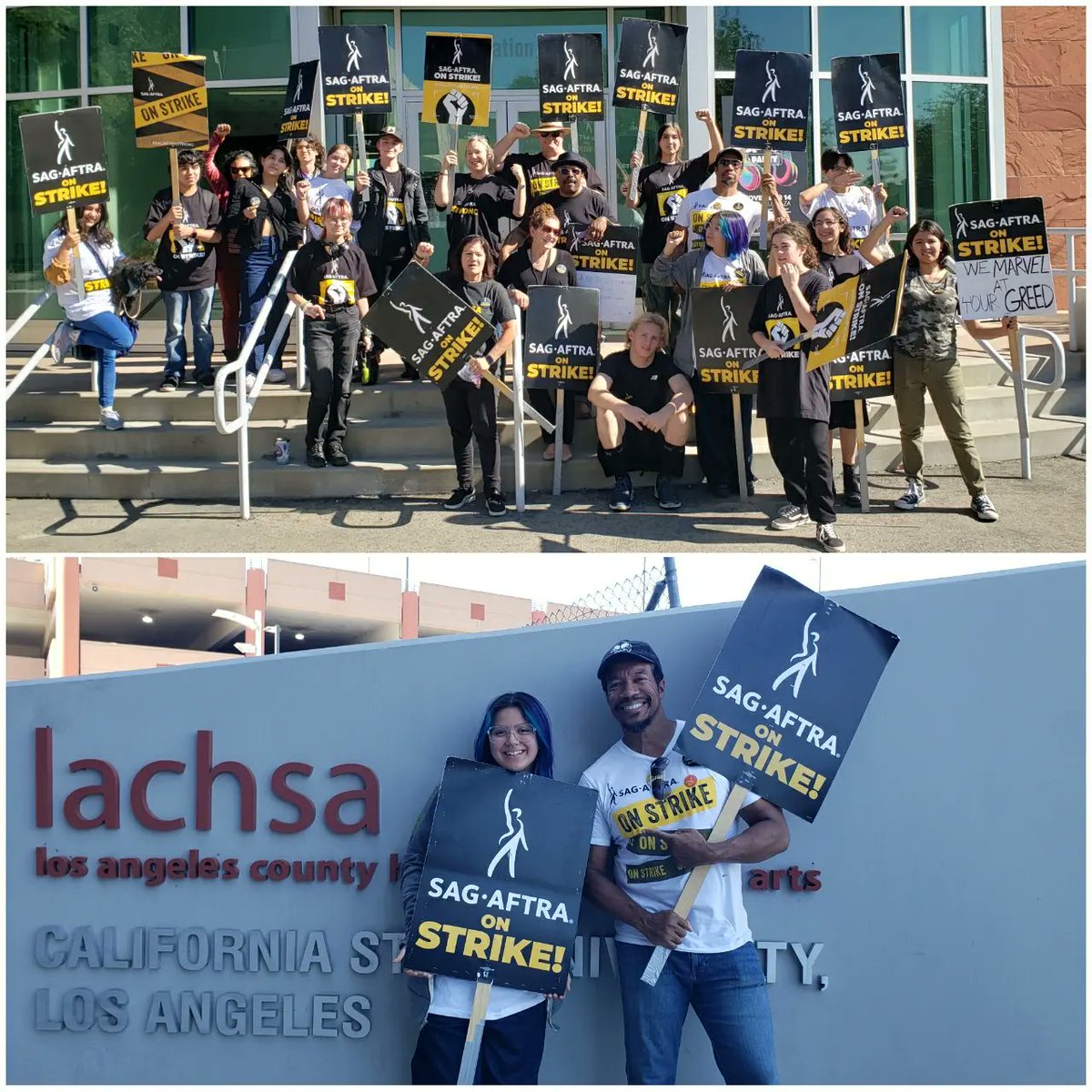 Mini <a href="/sagaftra/">SAG-AFTRA</a> strike rally today w/ the students at <a href="/lachsa/">LACHSA</a> (LOS ANGELES COUNTY HIGH SCHOOL FOR THE ARTS). Day 113 &amp; u know, when the kids get involved.....ON THEIR LUNCH BREAK, u know u messed up <a href="/amptp/">AMPTP</a>. END THIS NOW!!
 
#ONEDAYLONGERONEDAYSTRONGER #ASLONGASITTAKES