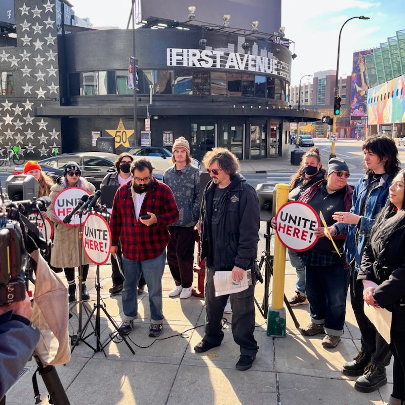 .<a href="/FirstAvenue/">First Avenue</a> voluntarily recognized the workers’ union today. 🎉 This is a great sign of advancing the inclusive Downtown entertainment district that we want to build. 🤝 Wishing all the best to <a href="/UNITEHERE17/">UNITE HERE Local 17</a> and the First Ave (1/2)