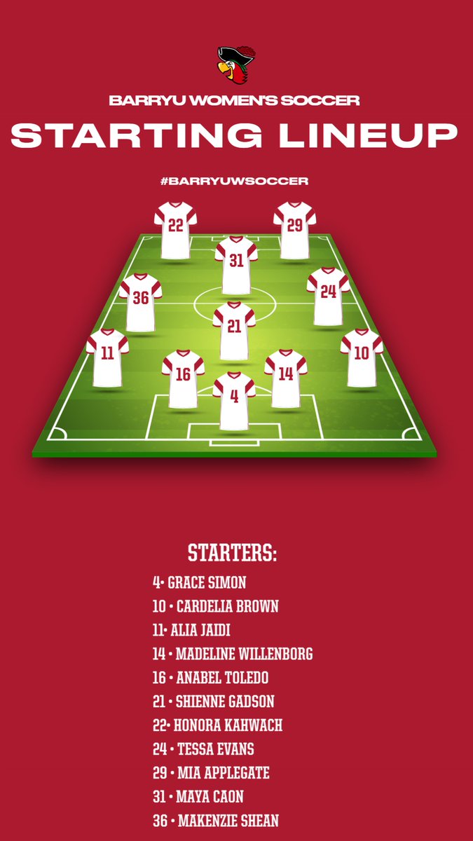 Here's your starter's for tonight's exciting game!⚽

#gobarrybucs | #barryuwsoccer