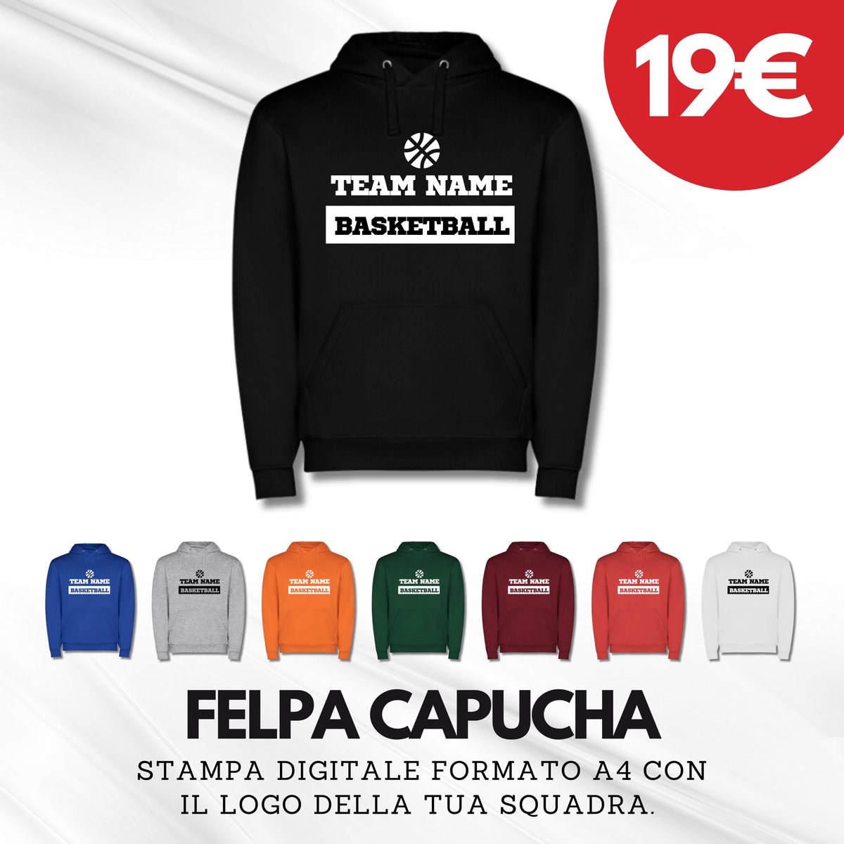 Felpa Capucha Team, stampa digitale A4 con logo della tua squadra. 

basketball-store.it/abbigliamento/…

#basketball #basketballcoaching #basketballdrills #basket #basketballcoach #basketcoach #basketcoachnet