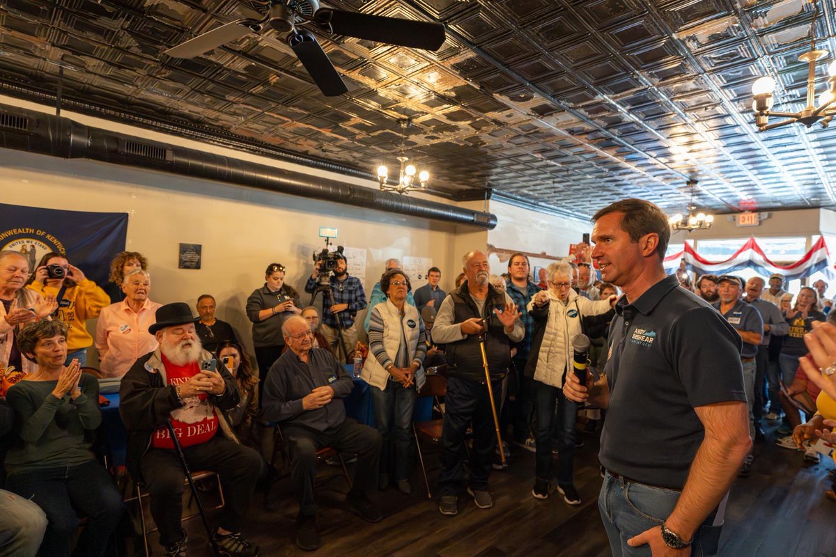 AndyBeshearKY's tweet photo. What a crowd today in Murray, spilling out of the office and onto the street! That’s exactly what it’s going to take to win big on November 7.
Almost there, Kentucky! https://t.co/K9Llf1sSLl
