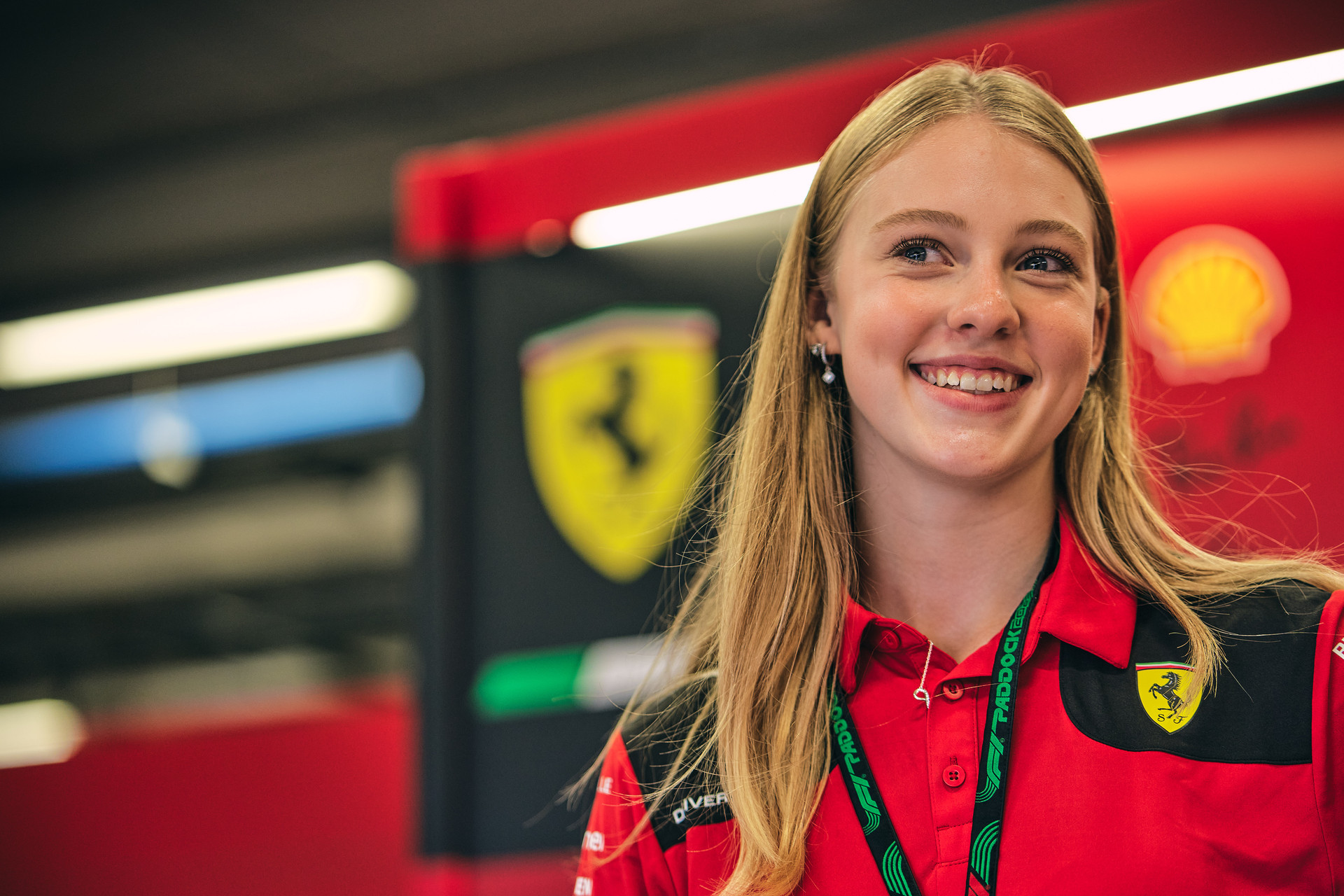 Photo gallery Ferrari junior Aurelia Nobels with F1 team at her home