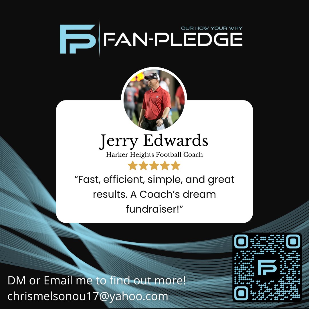 chrismelson17's tweet photo. 🏈🔥 We're thrilled to share Coach Jerry Edwards's testimonial about their partnership with Fan-Pledge! 🙌🌟 His words say it all!👇

Join us in the journey to fundraising success! Let's make a difference together! 💪🌟 #FanPledge #FundraisingSuccess #Teamwork #CommunitySupport https://t.co/E5xQ01n2Cl