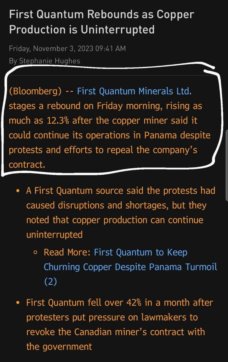 fargote507's tweet image. First Quantum asegura que seguirá operando sin importar con manifestaciones y que quieran derogar su contrato. Que les parece ?