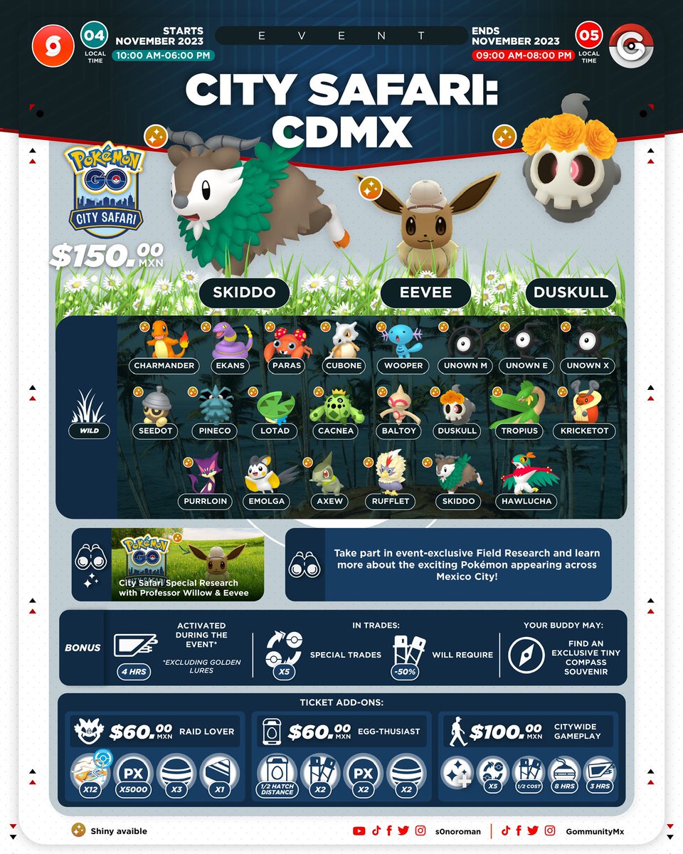 GommunityMx's tweet photo. 🚨Giveaway🚨
🔰Tenemos un par de entradas para el City Safari en Ciudad de México! Lo único que tienen que hacer es:
1.- ➡️Descargar Campfire: (descárgalo aquí) https://t.co/n7cZUr4GNZ
2.- ➡️ Etiqueta a un amigo, ambos tienen que seguirnos en redes & a @PokemonGOAppLA
3.- ➡️ Da RT con una captura de pantalla de tu Campfire con el texto "#NianticCampfire es la mejor manera de disfrutar el City Safari y el Día de la Comunidad!"
✅Seleccionaremos a DOS ganadores al azar entre FB, IG & X.
⚠️Puedes participar en todas & comentar varias veces. 

#GOmmunity #PokemonGOApp #Niantic #PokemonGOCitySafari #Cdmx