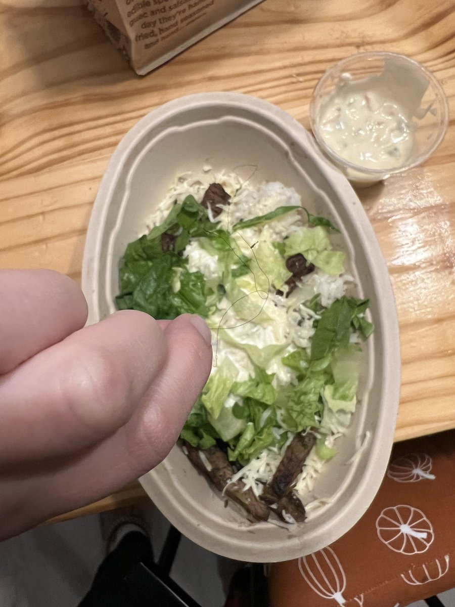 halcripe's tweet photo. @ChipotleTweets nothing like a massive piece of hair in my burrito bowl for extra protein! https://t.co/Qb7TN9ijCs