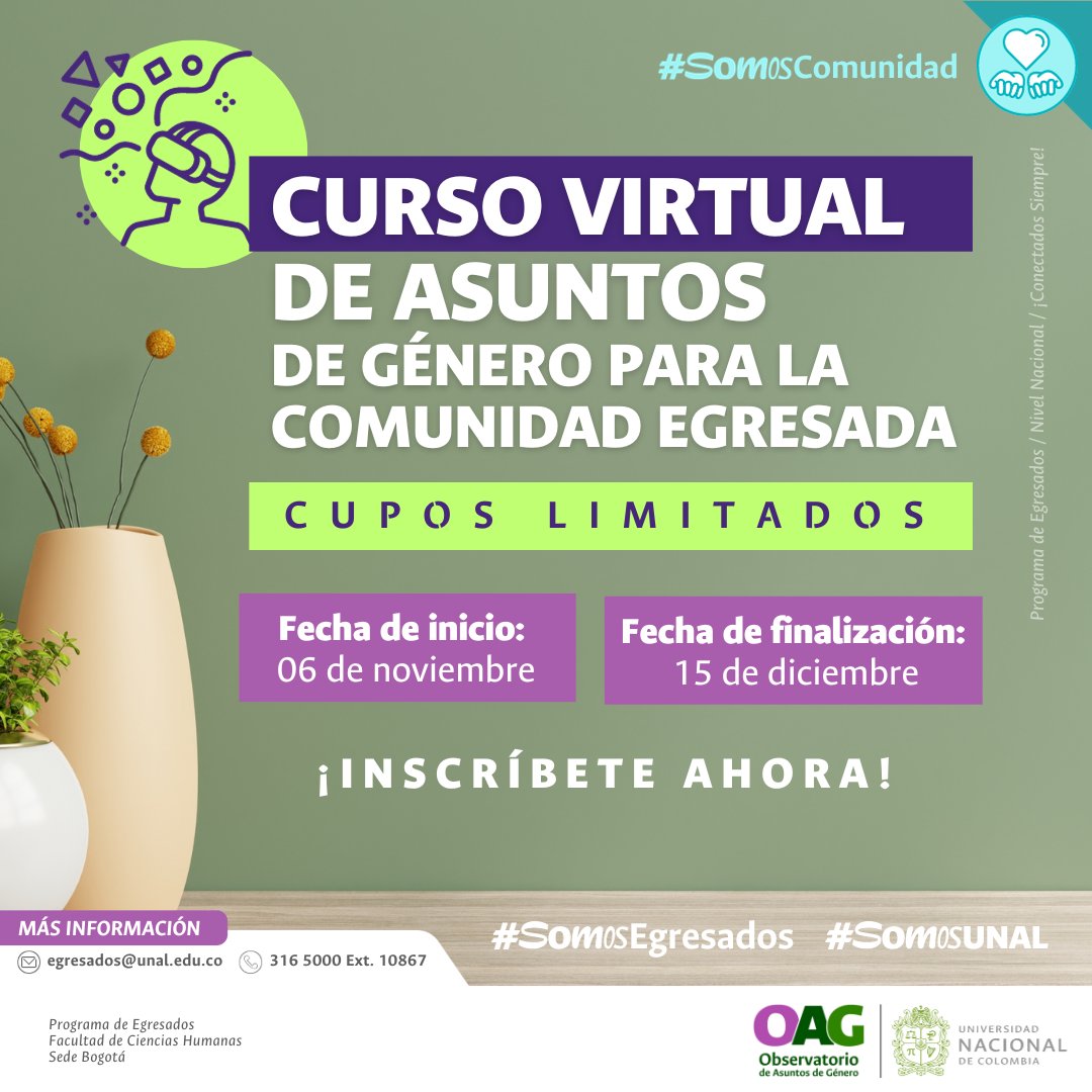 EgresadosFOUN's tweet image. Comunidad egresada UNAL: Esperamos contar con tu participación en este espacio que enriquecerá la comprensión de los asuntos de género y promoverá un diálogo constructivo en nuestra comunidad.  Inscríbete aquí bit.ly/40fesbf #Odontologia#SomosEgresados #SomosUNAL