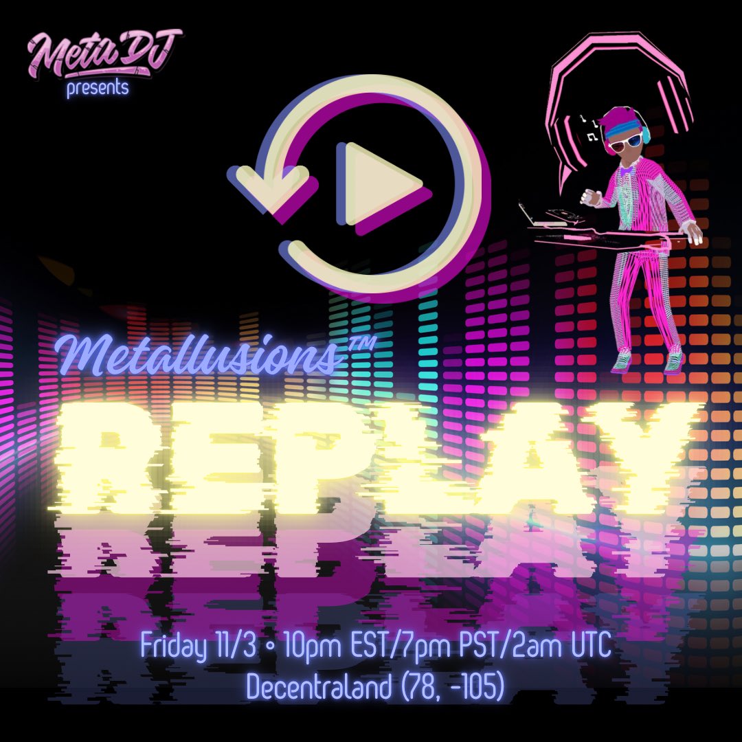 #DCL Worldwide 🎶 is nearly here ✨ Join us at (78, -105) 10pm EST / 7pm PST / 2am UTC and #vibe to #electronic #CulturalBeats 🌎

#Decentraland Event Link: events.decentraland.org/event/?id=fcdf…

#Metaverse #MetaDJ #METALLUSIONS #AI #Music #GlobalMusic #WorldBeats #LatinX #Diversity