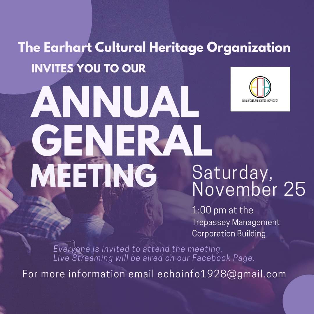 📌SAVE the DATE!

You're cordially invited to the Earhart Cultural Heritage Organizations annual general meeting. It's happening November 25th, at 1 pm, at the Trepassey Management Corporation building. 

🤩Come find out who we are &amp; what we've been up to.

#community #AGM #ECHO