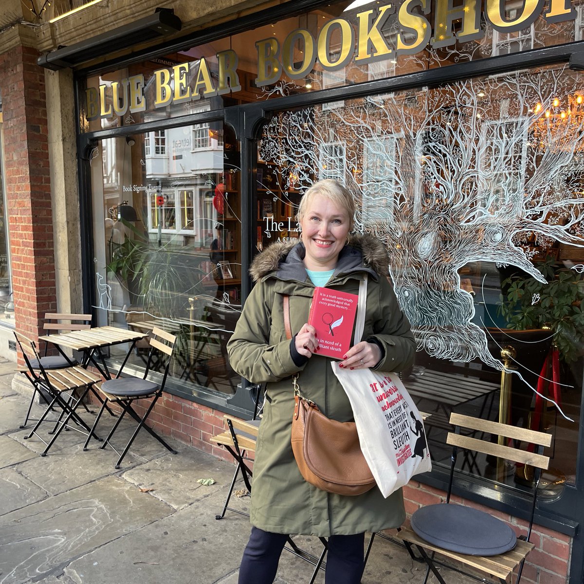 Taking Jane home, via the glorious Blue Bear Bookshop in Farnham. #MissAustenInvestigates #indiebookshops