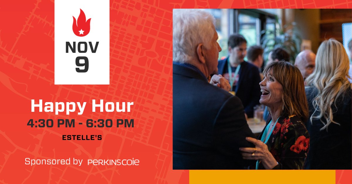 Close out an unforgettable week of programming by connecting with industry leaders at Happy Hour, sponsored by @PerkinsCoieLLP, during #ATXStartupWeek! 🥂 📅 Date: Thursday, November 9th ⏰ Time: 4:30 PM - 6:30 PM 📍 Location: Estelle's