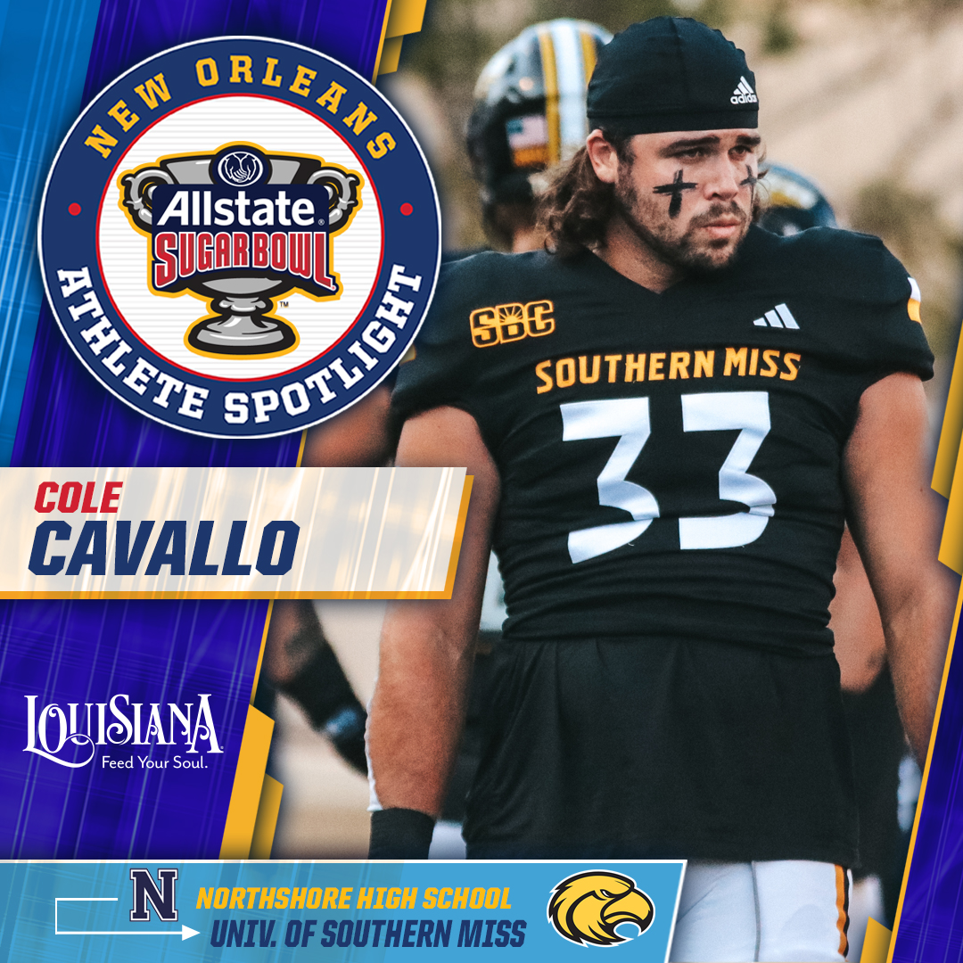 Allstate Sugar Bowl (@sugarbowlnola) on Twitter photo #NOLA Athlete Spotlight
Cole Cavallo, Southern Miss football
Cavallo, a <a href="/NorthshorePant1/">Northshore Panther Football</a> alum, has been a key component of the offense during his standout career For his career, he has 41 receptions for 388 yds while being known as one of the best blocking TE in the <a href="/SunBelt/">Sun Belt</a>! #NOLA Athlete Spotlight
Cole Cavallo, Southern Miss football
Cavallo, a <a href="/NorthshorePant1/">Northshore Panther Football</a> alum, has been a key component of the offense during his standout career For his career, he has 41 receptions for 388 yds while being known as one of the best blocking TE in the <a href="/SunBelt/">Sun Belt</a>!