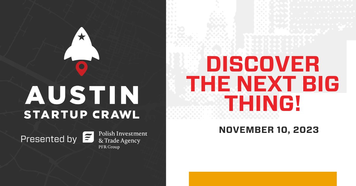 Ready for the ultimate startup experience at #ATXStartupWeek? 🚀 Dozens of cutting-edge startups are setting up tables at at Startup Crawl, presented by @PAIH_pl! 💡💥 Don't miss your chance to connect with innovators and tech enthusiasts on 11/10! 🔗 hubs.ly/Q026Twgm0