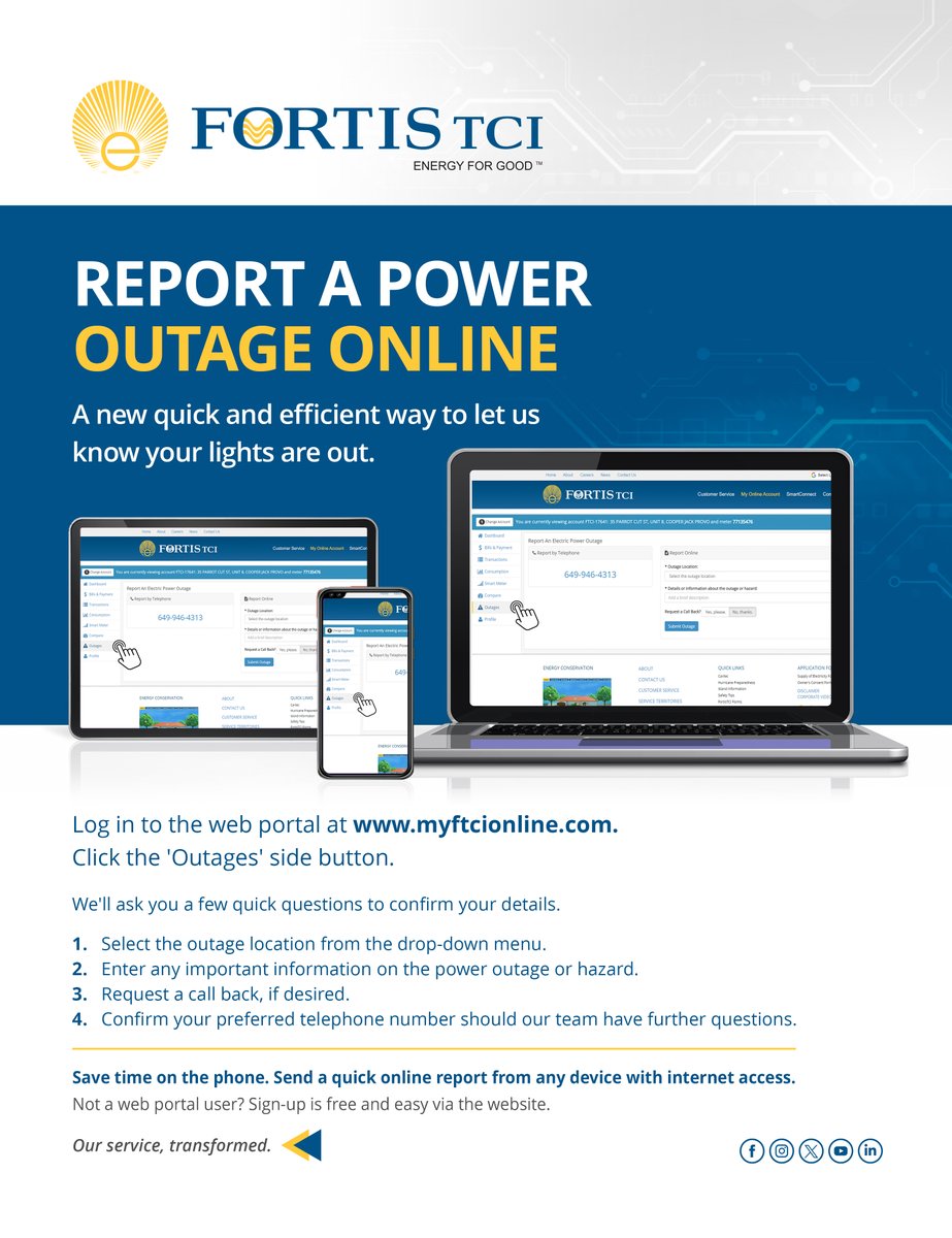 pelicanenergytc's tweet image. 🚨 Power out? Report it in a flash! 💡 Our customers can now report outages online with just a few clicks. It&apos;s quick, efficient, and accessible from any internet-enabled device. Just log in to our web portal, click on &apos;Outages&apos;, &amp;amp; send us your report. Save time via #Webportal!