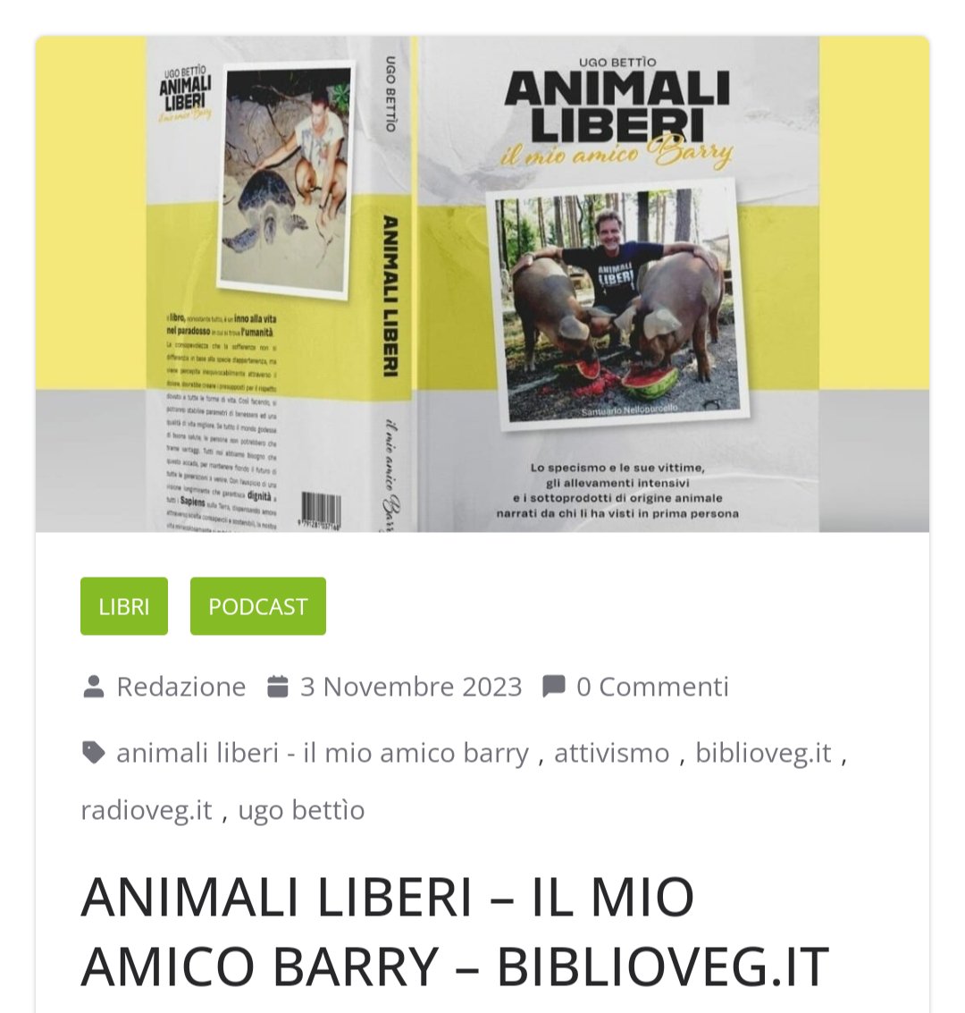 Libro davvero molto interessante questa settimana nella rubrica #Bibliovegit 

Articolo da leggere e condividere qui: radioveg.it