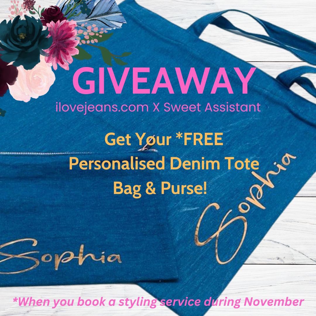 Book a Denim Styling Service to find your best fitting jeans this November &amp; get a personalised denim tote bag + purse while stocks last from @sweetassistantgifts 
#denimstylingservice #novembergiveaway #virtualjeansstyljng

Book here now: ilovejeans.com/my-best-jeans/