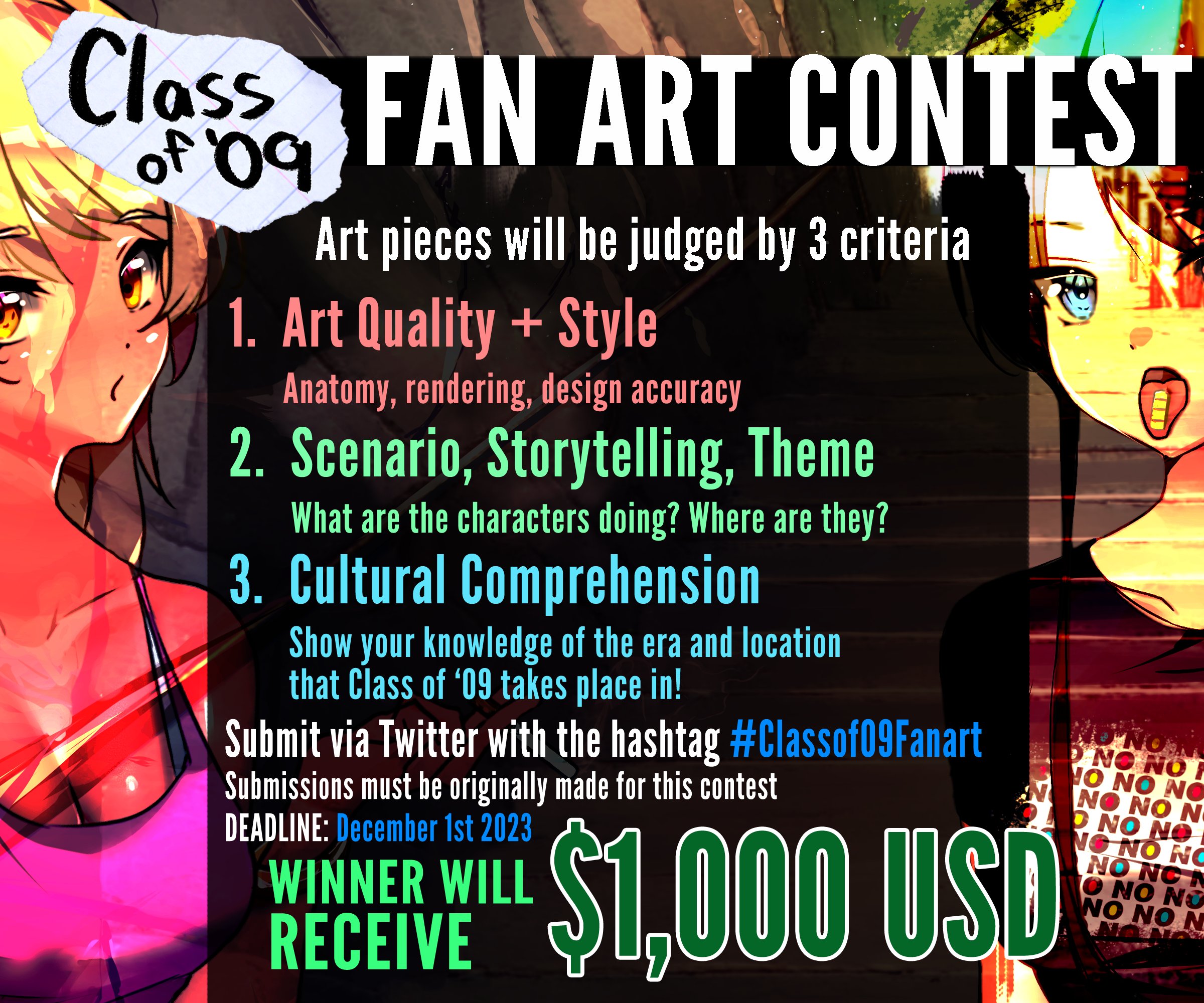 Class of '09  Now an ANIME! on X: In celebration of the anime's success,  Class of '09 is holding a winner-take-all fan art contest for NOT  in-game currency NOT free merch