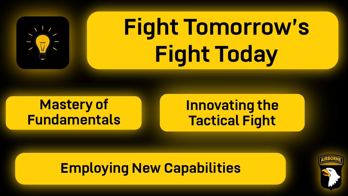 101stAASLTDIV's tweet photo. FOUR FIGHTS - our approach to guide the division and Fort Campbell as we honor our legacy, complete our mission and serve our community.
Stay connected with us as we elaborate on our #4fights in the weeks to come.
#letsrendezvous #airassault https://t.co/DheE2yGOiR