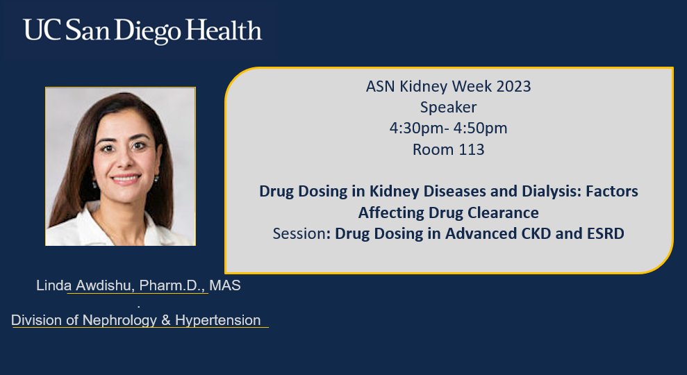 Don't miss out these sessions today at #KidneyWk with Drs. @EtienneMacedo, @LAwdishu, Clarkson Crane and Volker Vallon. @ucsdnephrology #womeninnephrology