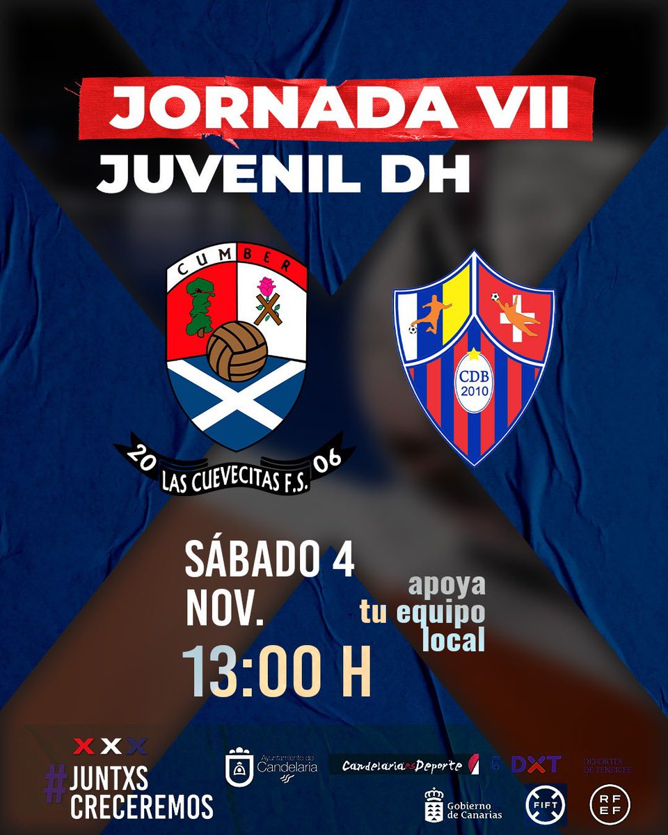 🔴 JUVENIL DH | JORNADA VII🔴

Las Cuevecitas FS 🆚 CD Basilea FS

⏰13:00H
📆Sábado 04/11
🏟️Pabellón Las Cuevecitas 

#JuntxsCreceremos #CumberJuvenil