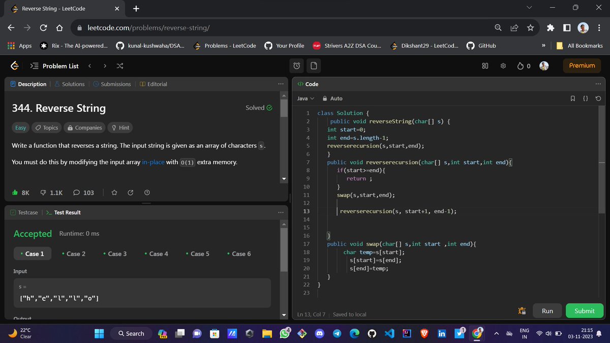Dikshantk29's tweet image. On Day 43 of my #JavaDSA100DaysChallenge, I revisited essential coding concepts and engaged in focused recursion practice. 📚🔄

Reinforcing knowledge and honing my skills is key to growth. 💪🚀

#CodingJourney #Recursion #DataStructures #Algorithms