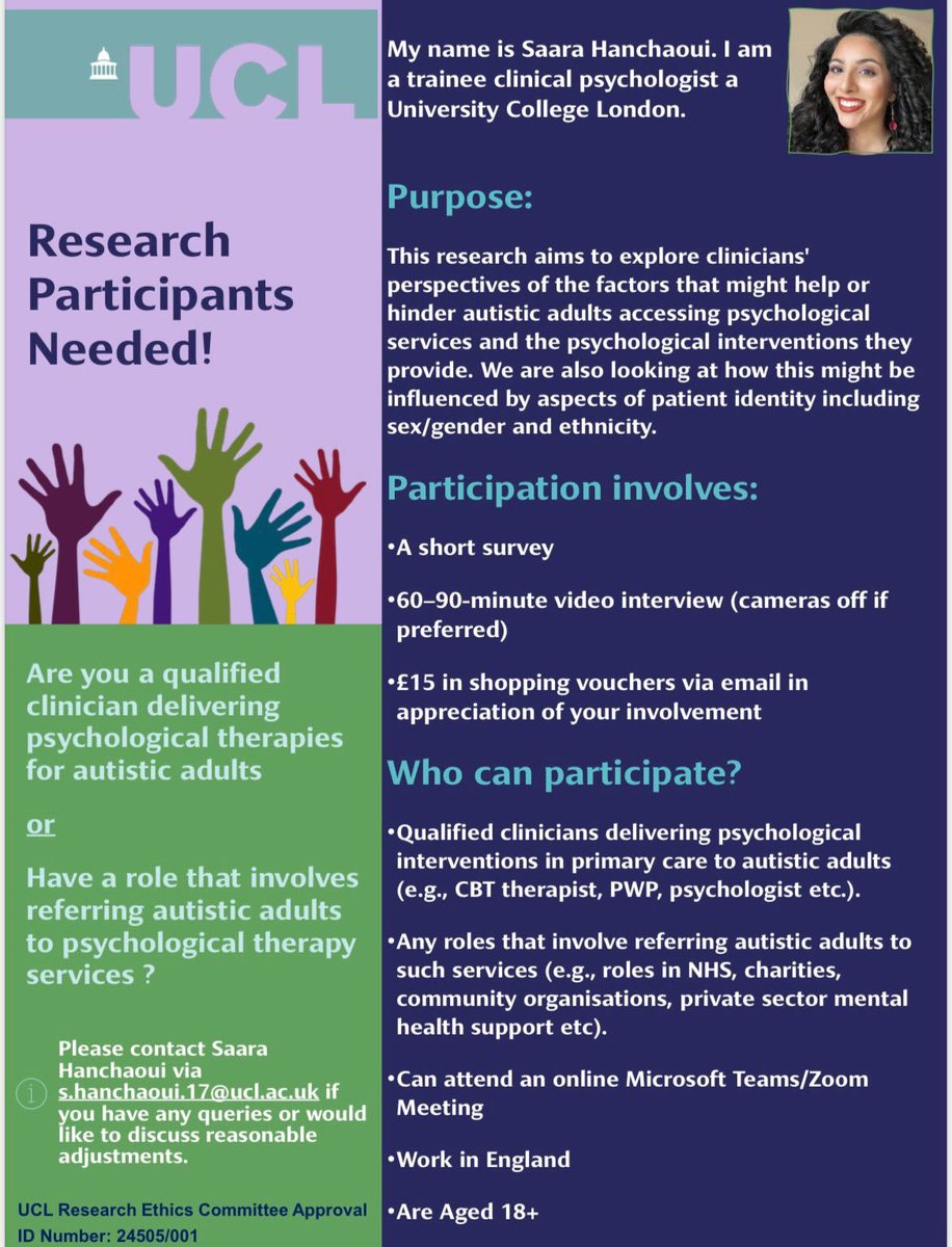 Evening folks, 
Call out for psychologists, CBT therapists, PWPs, GPs, psychiatrists etc. 

Hoping to speak to 2 more IAPT clinicians and 1 referrers to IAPT. 

Please get in touch in interested &amp; share 🤞

Happy to answer any question 😊

🛍️  £15