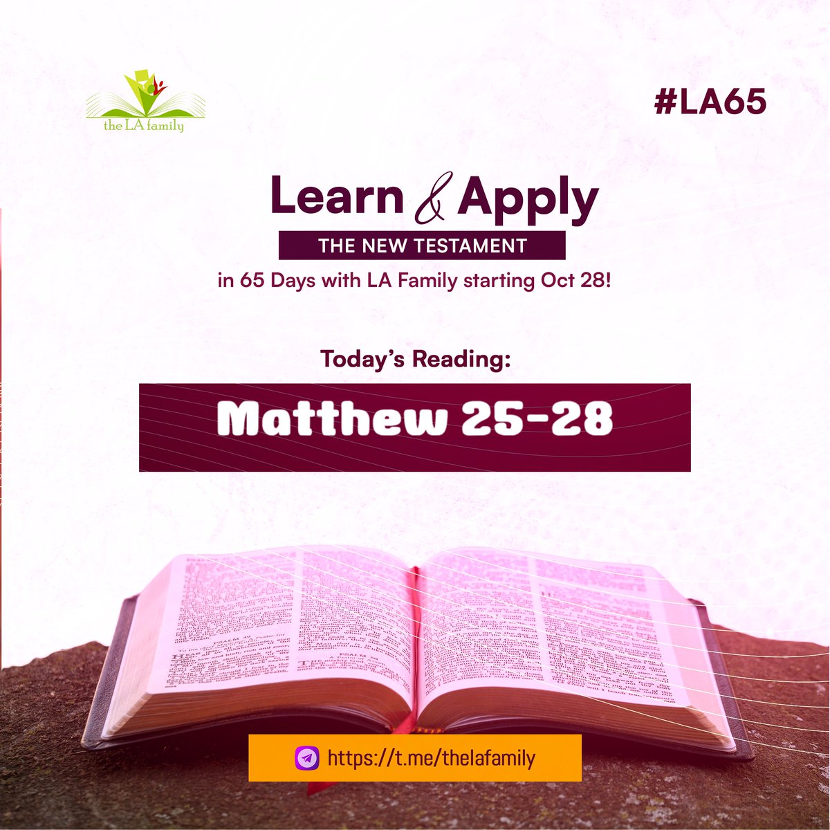 ikeamadi's tweet photo. I'm up to speed with my @TheLAfamily #LA65 Bible reading. Bless God. 

Matthew 25-28 today. https://t.co/iQdiaurd9m