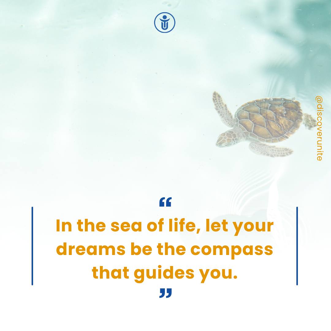 Amidst the vast sea of life, let your dreams be the unwavering compass that leads your way. 🌟 #DreamBig #GuidingCompass #UniteLive'