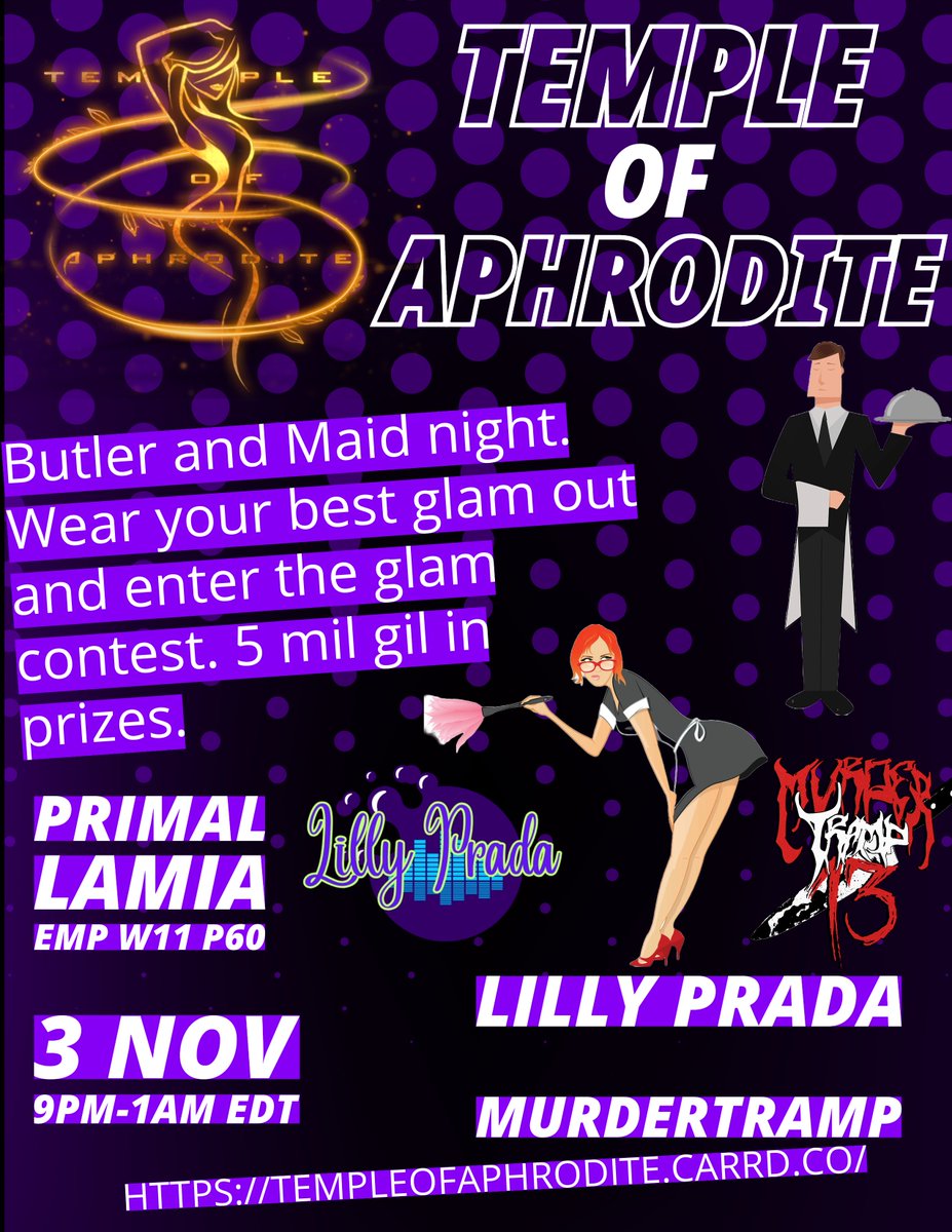 Check me out tonight! I will be streaming at the Temple of Aphrodite from 9-11pm EDT. Stop by and give them some love and check out the super pretty venue! 

twitch.tv/lillyprada