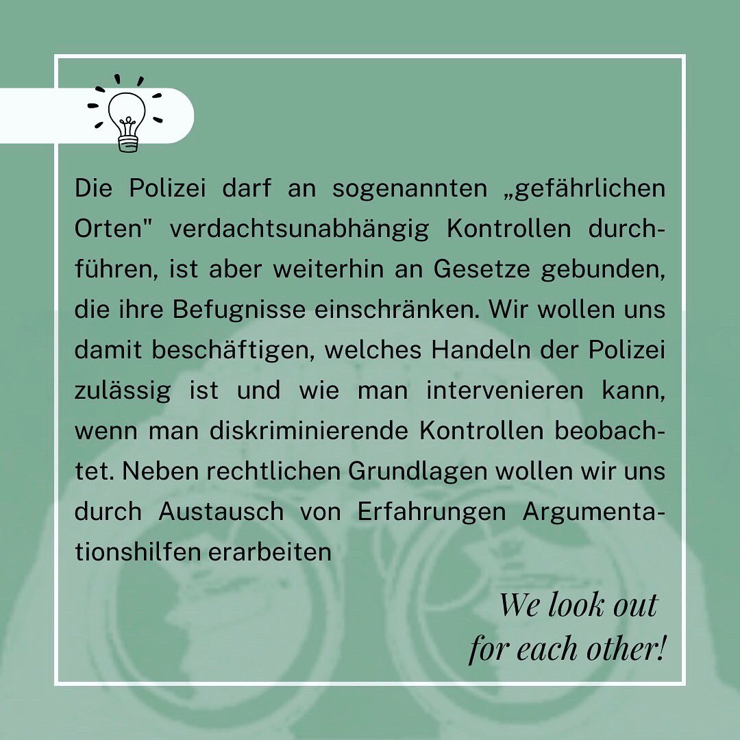 copwatch_hh's tweet photo. Am Sonntag, den 12.11 sind unsere Freund*innen von @copwatch_le zu Gast in #Hamburg. Wir wollen von einander lernen und uns darüber austauschen wie wir intervenieren können, wenn wir diskriminierende Polizeikontrollen beobachten. Kommt vorbei! #CopwatchHH #Polizeiproblem https://t.co/gdjP5iTtIY