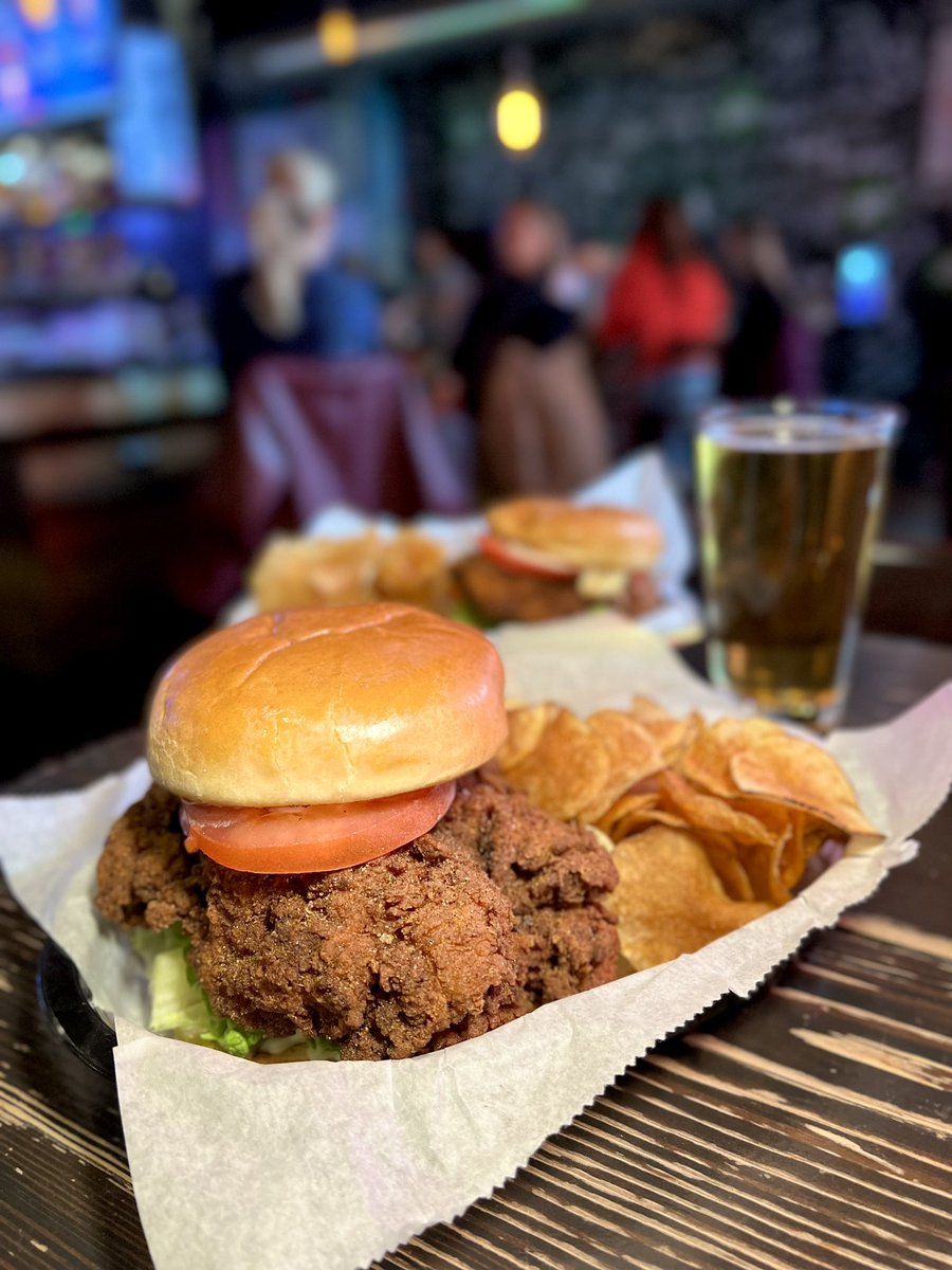 Celebrate #NationalSandwichDay at PB&amp;J today! Our “Cluck Be A Lady” sandwich will have you feeling lucky. It’s served with pickles, mayo, lettuce, tomato, hot sauce, &amp; our secret spice blend. Order it grilled or beer battered! #WestLoop #Chicago #pbjwestloop #pizza #beer #jukebox