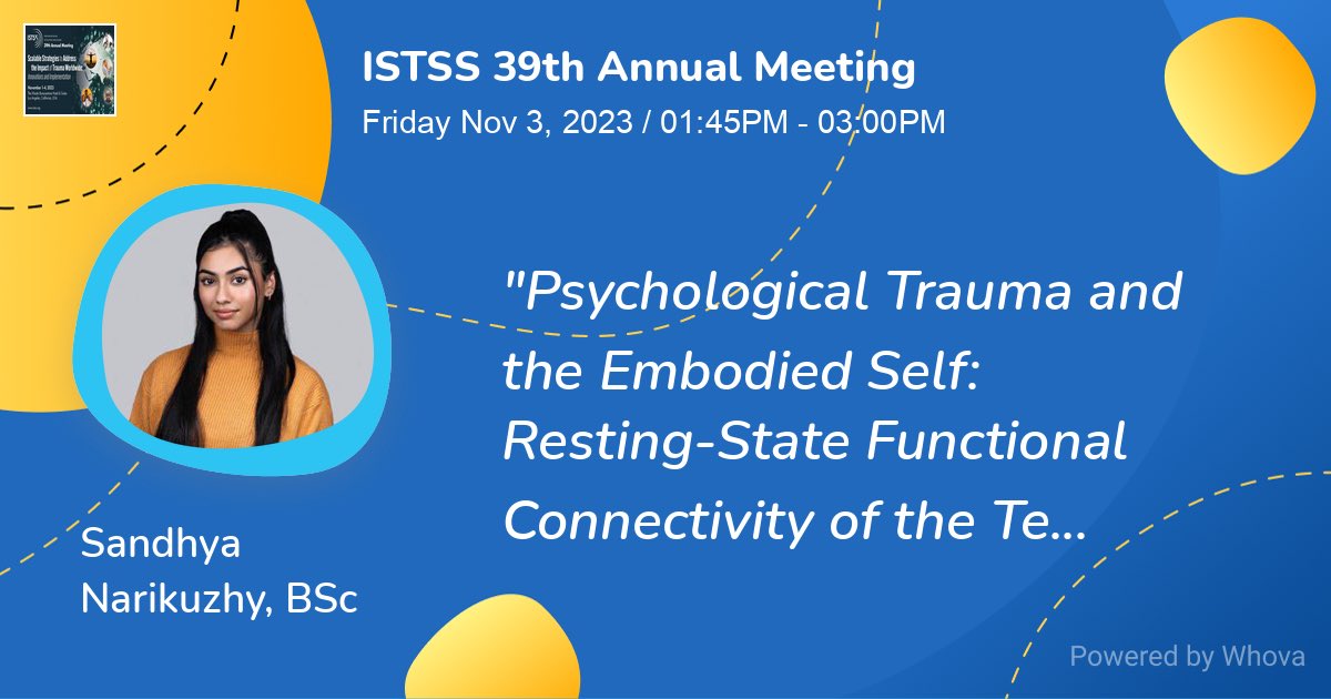 sandhya__n's tweet photo. Excited to share our work on the TPJ &amp; bodily self-consciousness in PTSD and its dissociative subtype at ISTSS today! #ISTSS2023 https://t.co/gfiwvdXhAH