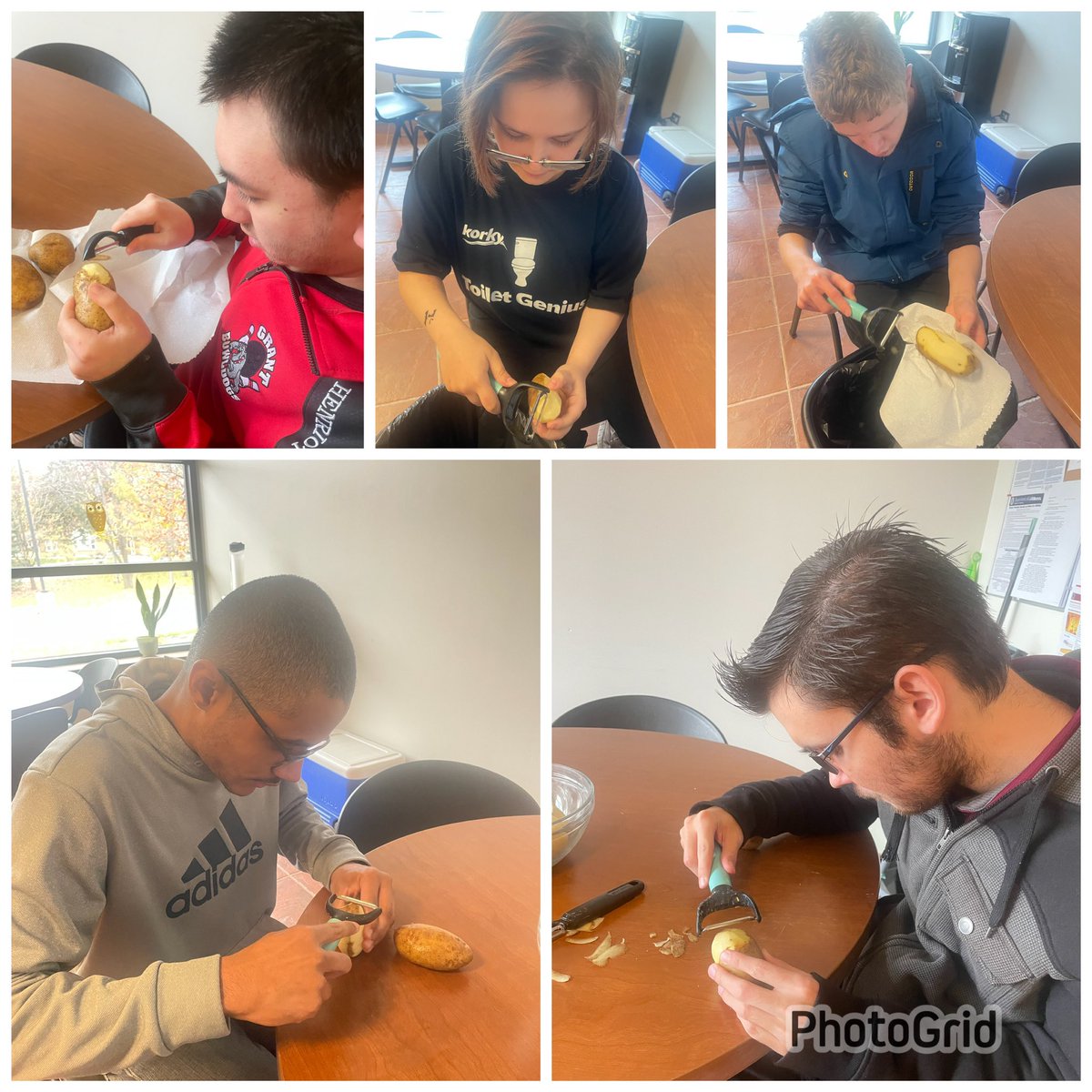 JoreeMorris's tweet photo. Today in the #granttransitionprogram we made #kfcbowls for lunch, and what a hit! We learned how to peel potatoes and make mashed potatoes from scratch, how to time out what to cook when, and how to work together on meal planning. So delicious and easy to make. #independentliving https://t.co/4xhyVeCjyJ