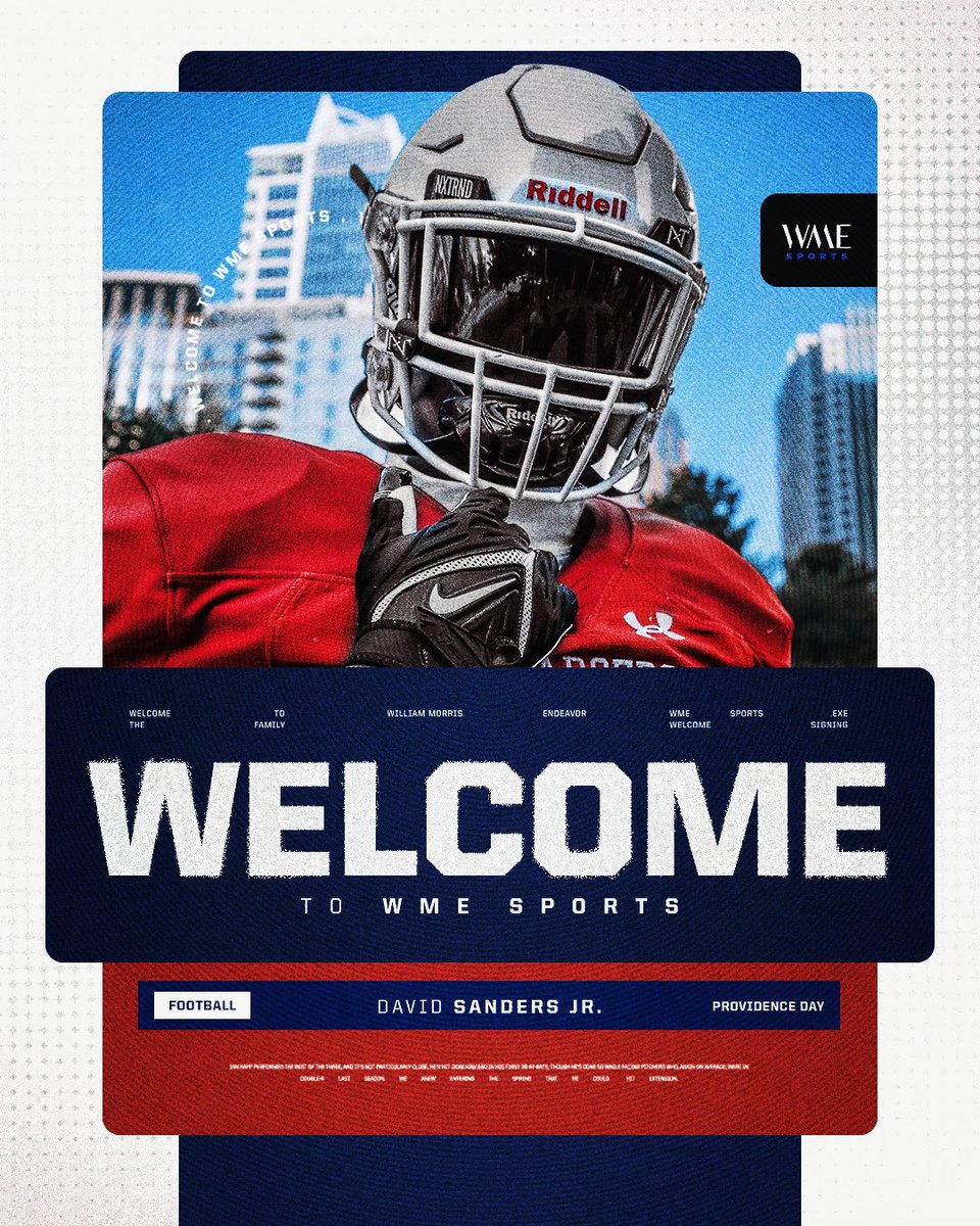 WME_Sports's tweet photo. WME Sports is proud to announce we have signed Providence Day student-athlete, David Sanders Jr.

David is the #1 Overall Recruit in the Class of 2025, a 2x Max Preps All-American, an Adidas All-American, and a consensus five-star prospect.

Welcome to the fam, @DavidLSandersJr! https://t.co/4S6bVNWv50