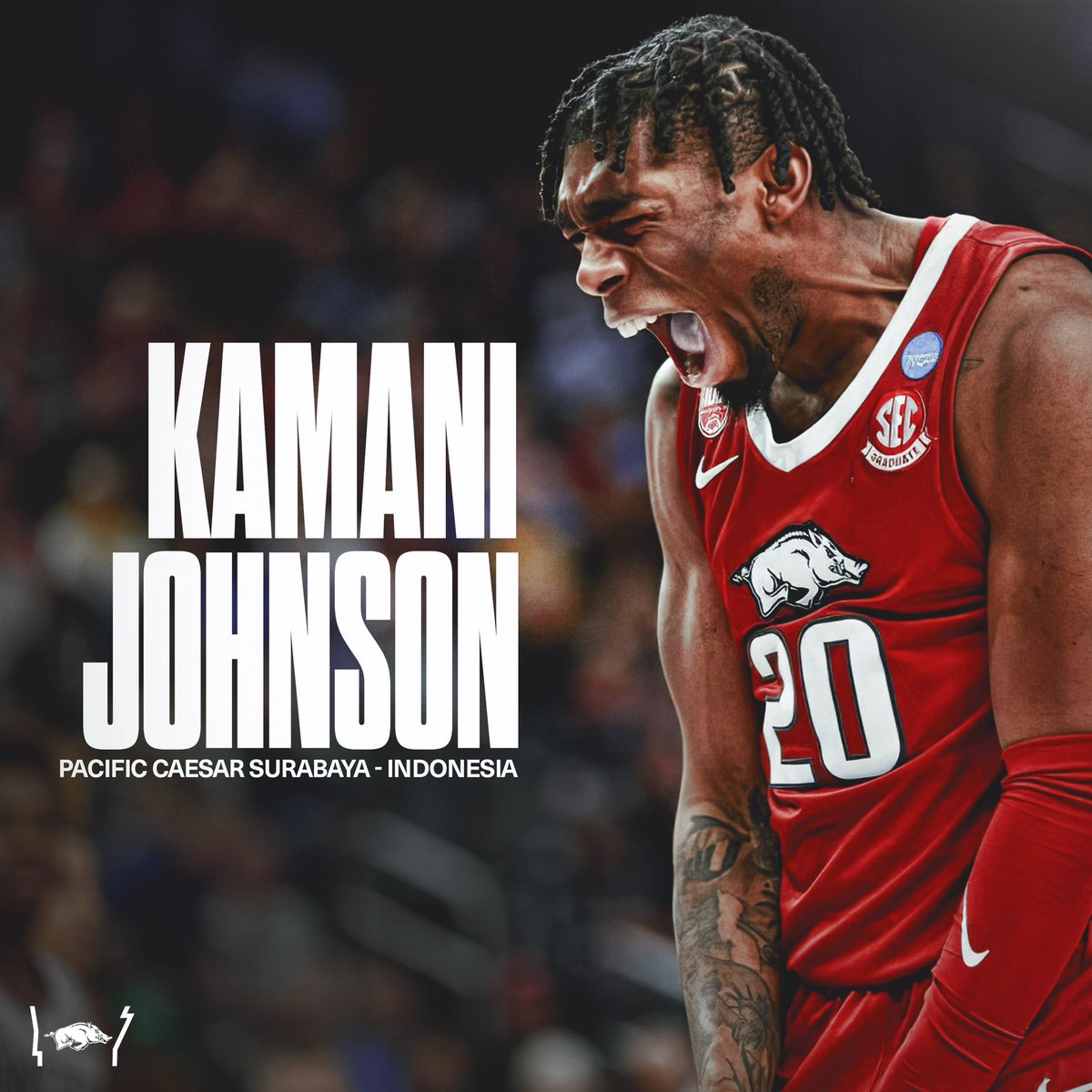 EricPMusselman's tweet photo. Congrats to @KamaniJohnson20 on signing with Pacific Caesar Surabaya in the @IBLindonesia! #ProHogs https://t.co/8ZllMLiNKb