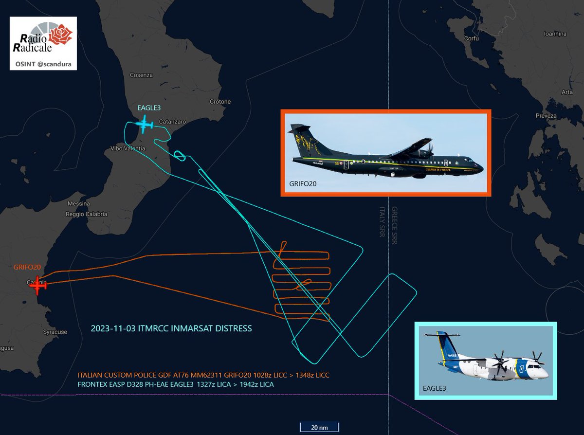 scandura's tweet photo. 2⃣

Dopo🛩️#GRIFO20 🇮🇹,

una seconda missione di ricerca:

quella del velivolo 🛩️Frontex #EAGLE3 🇪🇺 (EASP D328 PH-EAE 🇳🇱), appena rientrato a Lamezia.

📍 OSINT Radio Radicale 20:16 https://t.co/sSHKbYFAXq