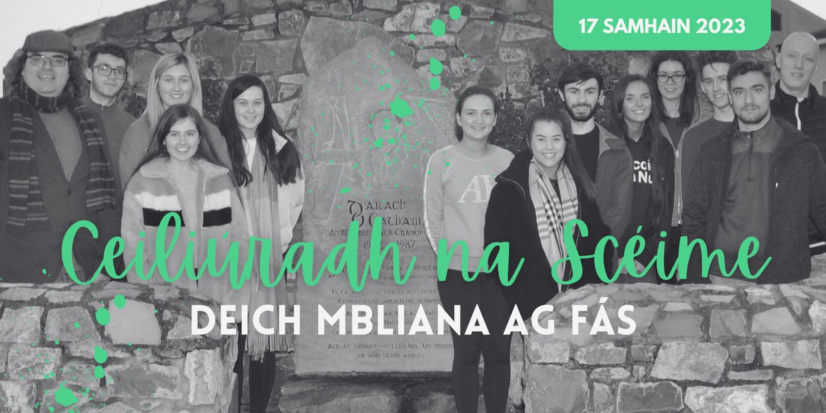 OnaGaeilgeMU's tweet photo. Tá Scéim Chónaithe OMN ar an bhfód le deich mbliana anuas agus beidh ceiliúradh mór ar an éacht seo againn Dé hAoine 17 Samhain agus b'aoibhinn linn fáilte ar ais a chur roimh ár n-iar-bhaill uilig ó 2013-23. Is féidir ticéid a cheannach anois. Bígí linn! https://t.co/iYhwO6Q4YY https://t.co/v7yLi9KUJw